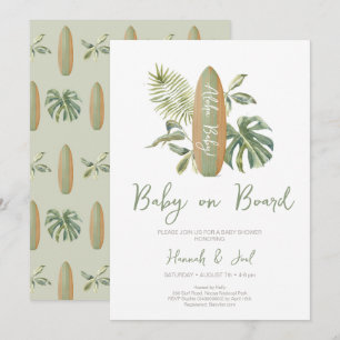 Invitation Bébé à bord Surfboard Ocean Beach Baby shower