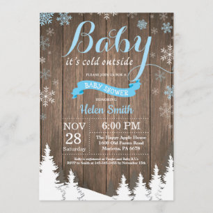 Invitation Bébé à l'extérieur du Baby shower d'hiver rustique