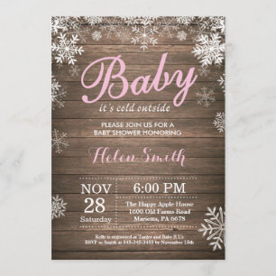 Invitation Bébé à l'extérieur du Baby shower d'hiver rustique