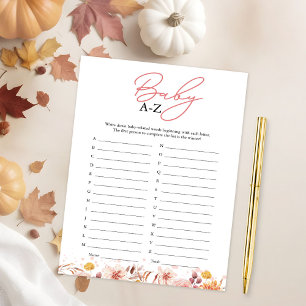 Invitation Bébé A-Z Jeu Baby shower d'automne