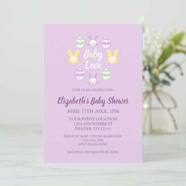 Invitation Bébé Amour Baby shower de Pâques (Debout devant)