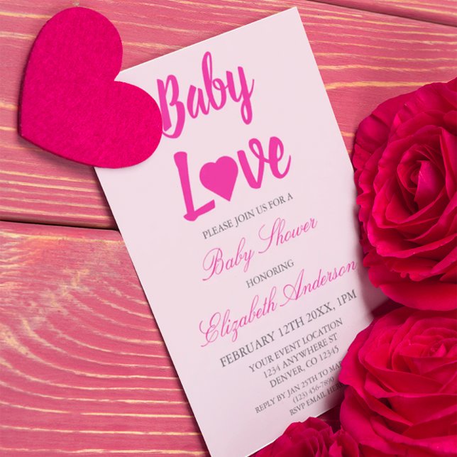 Invitation Bébé Amour Coeur Baby shower fille (Créateur téléchargé)
