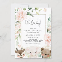Bébé Animal Fleurs rousses Bébé Fille Rose Douche