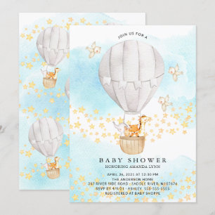 Invitation Bébé Animaux à air chaud Baby shower neutre