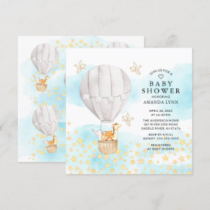 Invitation Bébé Animaux Hot Air Balloon Baby shower à tour