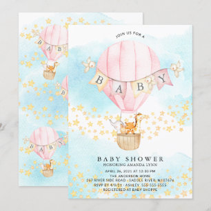 Invitation Bébé Animaux Hot Air Balloon Bébé Garçon Douche
