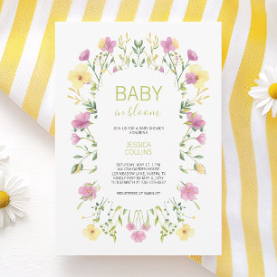 Invitation Bébé aquarelle en fleurs Baby Shower Fleur des cha