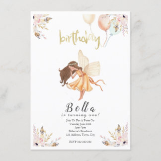 Invitation bébé aquarelle fée