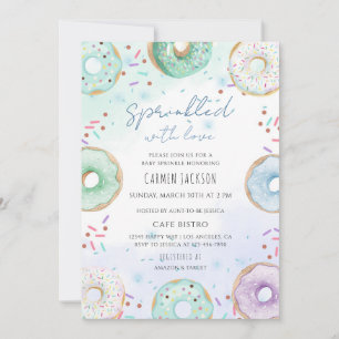 Invitation Bébé Arc-en-ciel Gâteau Donut