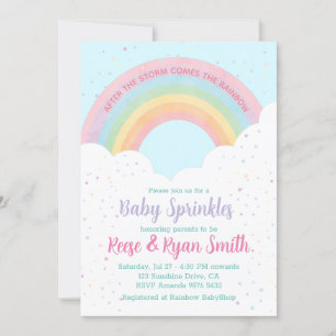 Invitation Bébé arroses Pastel Baby shower arc-en-ciel