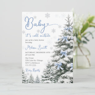 Invitation Bébé au Nœud Bleu Il Fait Froid Dehors Baby Shower
