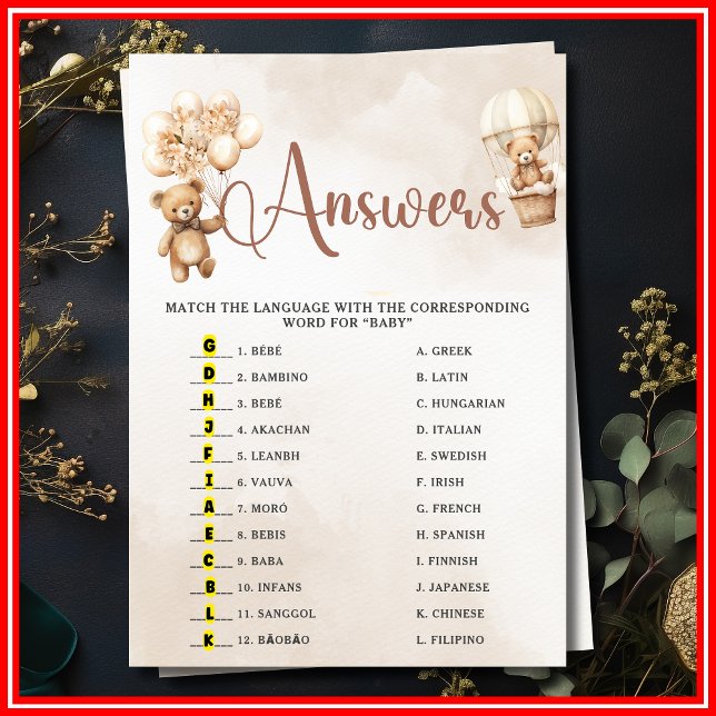 Invitation BÉBÉ AUTOUR DU MONDE Baby shower Jeu mignon ours (Créateur téléchargé)