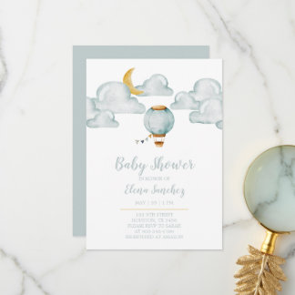 Invitation bébé - Baby shower bleu doux