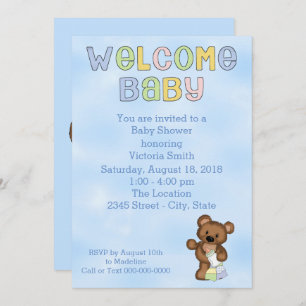 Invitation Bébé Baby shower Garçon Teddy Bear