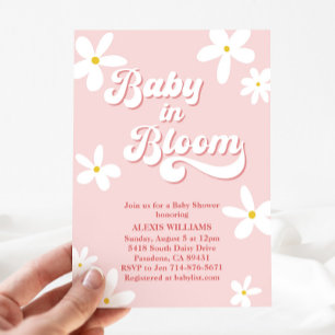 Invitation Bébé Baby shower Retro Daisy En Fleur