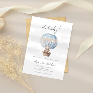 Invitation Bébé Ballons à air chaud Ours Baby shower simple