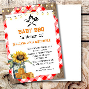 Invitation Bébé BBQ Couples Baby shower thème