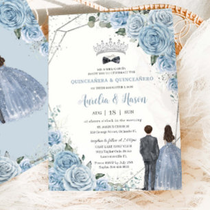 Invitation Bébé Bébé Bleu Floral Jumeaux Fille Garçon Quincea