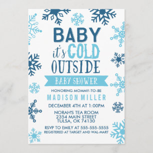 Invitation Bébé bleu d'hiver Il fait froid dehors Baby shower