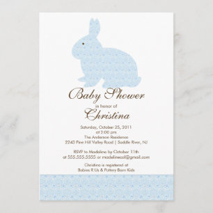 Invitation Bébé bleu d'invitation de baby shower de lapin de