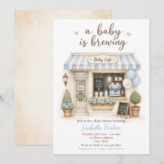 Invitation Bébé Bleu Est une Fête de Bébé Café