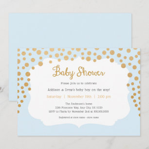 Invitation Bébé Bleu + faux baby shower de garçon