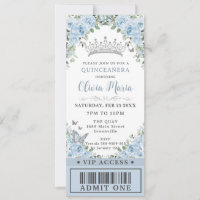 Bébé Bleu Floral Papillon Quinceañera VIP Billet