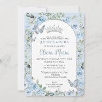 Bébé Bleu Floral Papillons Quinceañera Photo