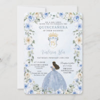 Bébé Bleu Floral Princesse Robe Or Quinceañera