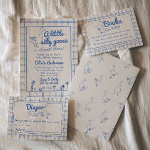 Invitation Bébé Bleu Mains Garçon Tirée Baby shower d'oie soi