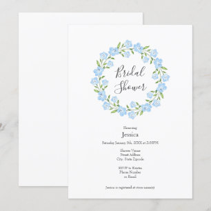 Invitation Bébé bleu yeux aquarelle Floral Wreath
