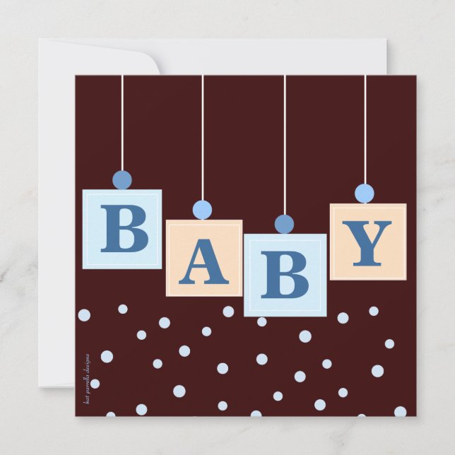 Invitation BÉBÉ Blocs Baby shower Bleu Garçon (Devant)