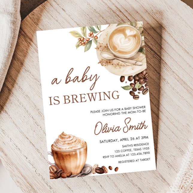 Invitation Bébé brasse Baby shower de haricot de café (Baby is Brewing Coffee Baby Shower Invitation)