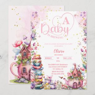 Invitation bébé brasse du baby shower de thé en or rose