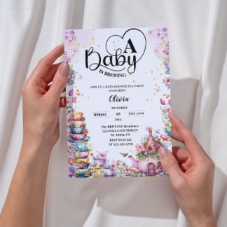 Invitation bébé brasse du baby shower de thé en or rose