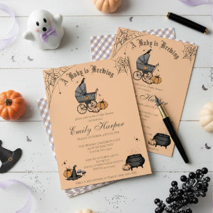 Invitation Bébé brasse Orange Baby shower neutre genre