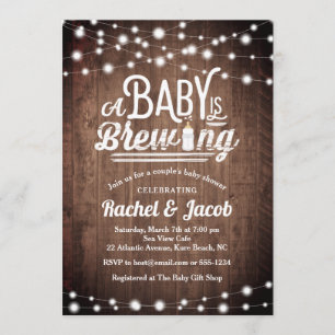 Invitation Bébé brasse String Lights Baby shower rustique