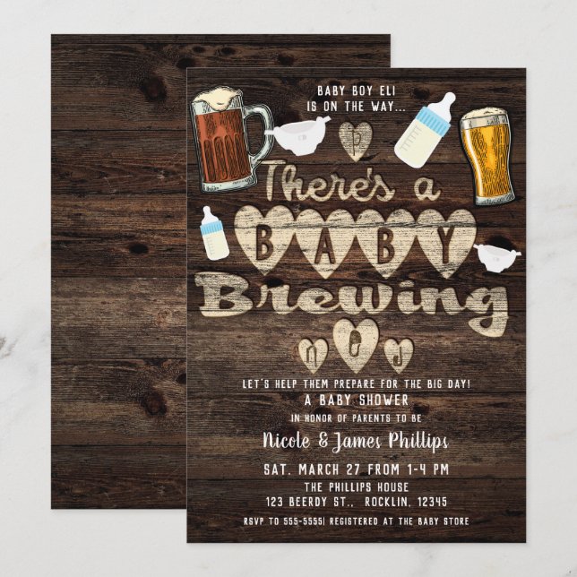 Invitation Bébé brasser Bière Party Papa to Be Couples Douche (Devant / Derrière)