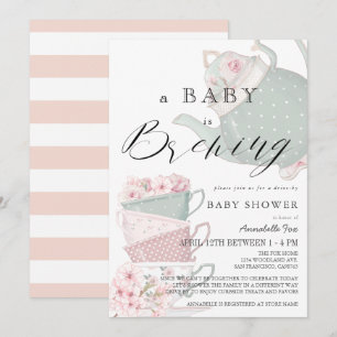 Invitation Bébé brasser Tea rose Party Baby shower à la prome
