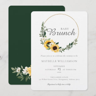 Invitation Bébé Brunch Baby shower de tournesol aquarelle