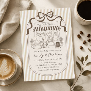 Invitation Bebe Cafe Parisian Marron Fete de Naissance