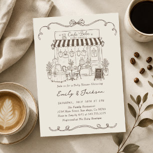 Invitation Bebe Café Thème Parisien Nœud Papillon Café Fête d