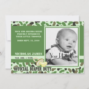 Invitation Bébé Camo/ Vert