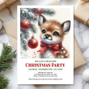 Invitation Bébé cerf charmant forêt enneigée aquarelle cosy