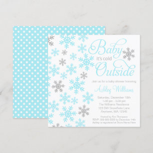 Invitation Bébé c'est baby shower extérieur froid de gris