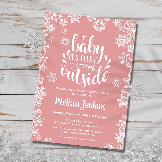 Invitation Bébé C'est froid dehors Baby shower d'hiver fille (Baby It's Cold Outside Girl Winter Baby Shower Invitation)