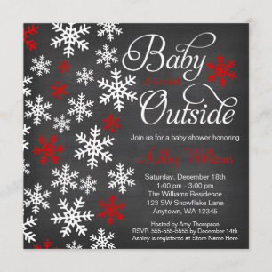 Invitation Bébé c'est froid dehors Chalboard Baby shower roug