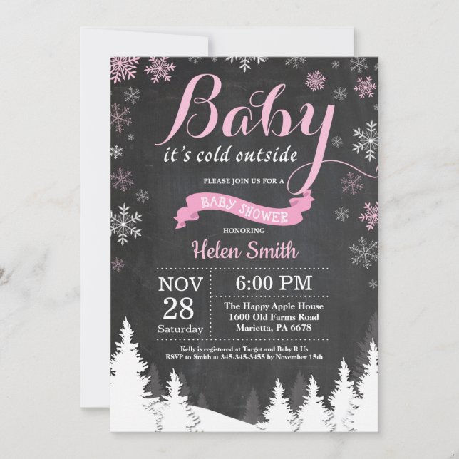 Invitation Bébé, c'est froid en dehors du Baby shower des fil (Devant)