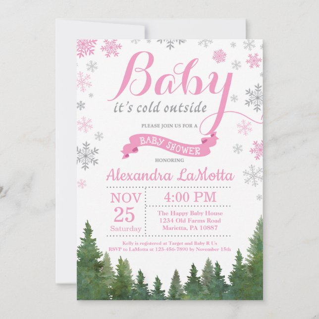 Invitation Bébé, c'est froid en dehors du Baby shower des fil (Devant)