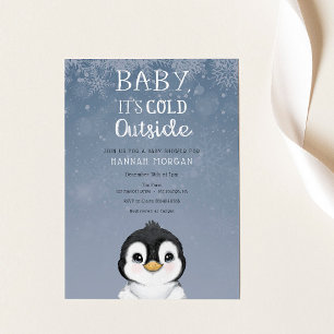 Invitation Bébé c'est le Baby shower de manchot d'hiver froid